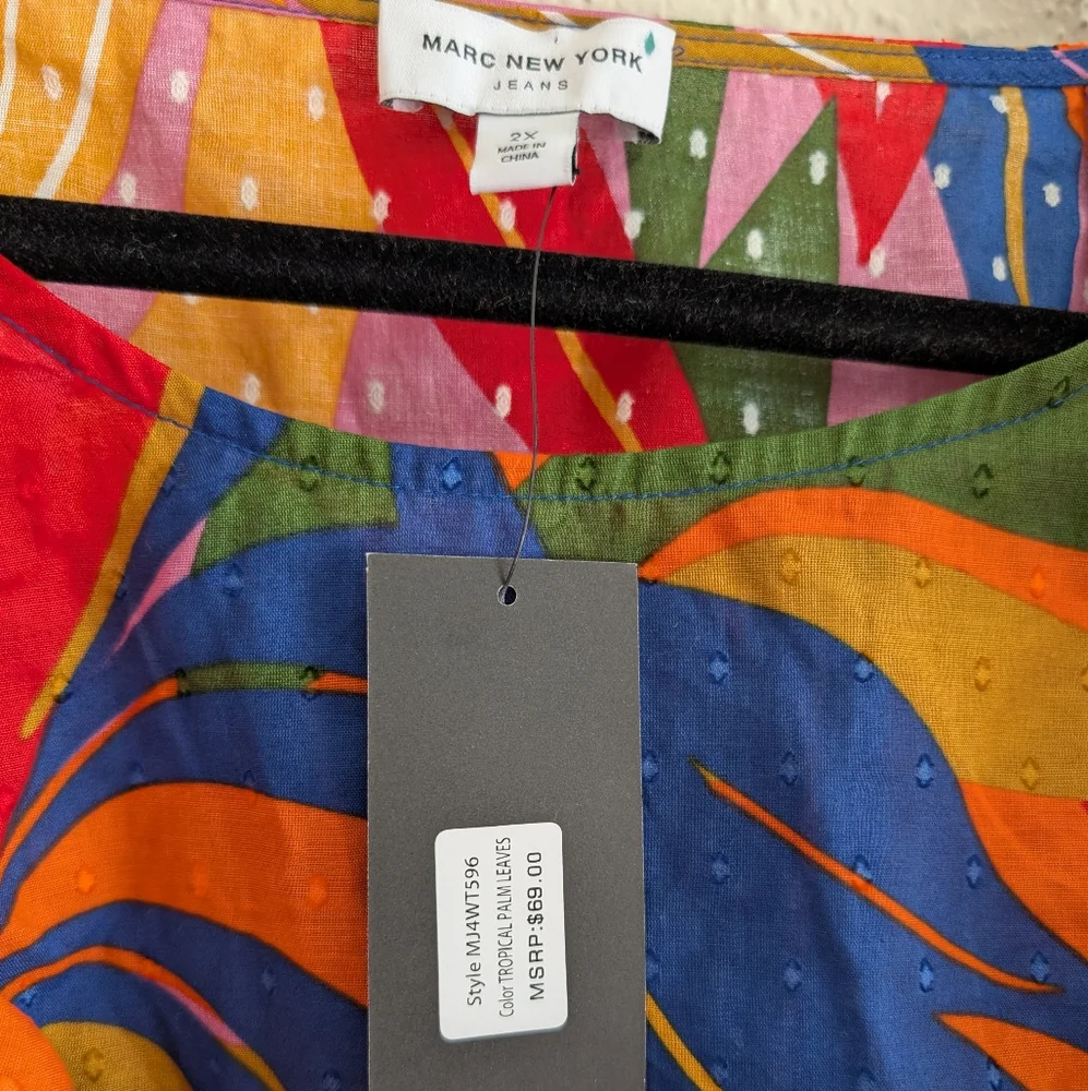 Marc New York Colorful Leaf Ruffle Blouse - Picture 4 of 8